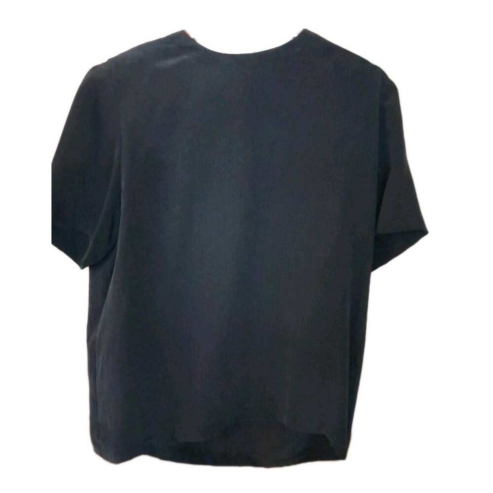 Westbound Black Short Sleeve Satin Blouse - Picture 2 of 10